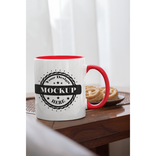 Create your own 110z white mug red features